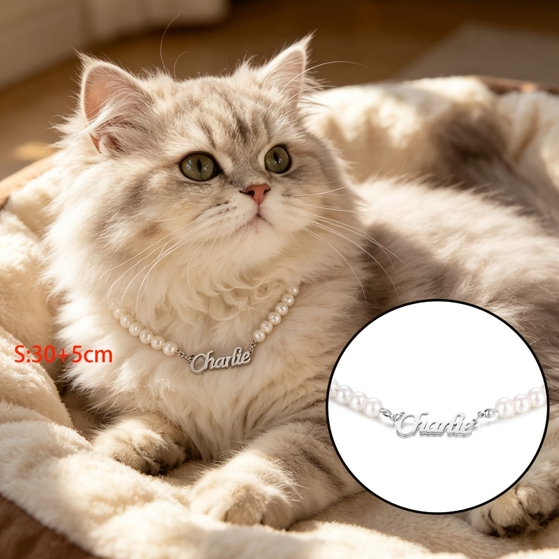 TEMU Collana personalizzata in acciaio inossidabile con per gatto, cane, animale , catena di perle , perfetta per l'uso , regalo per degli animali,