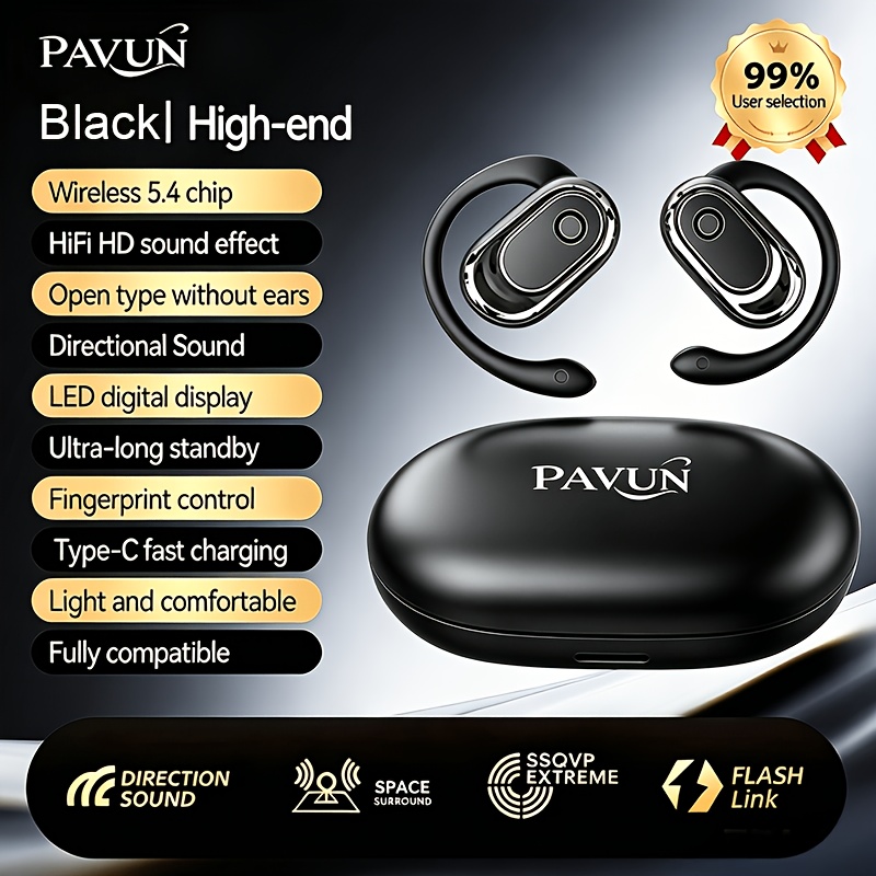 TEMU Ai Real-time Translation Open Ear Bt5.4 Headset, 3-in-1 Translator 156 Languages & Accents, 13mm Driver Hifi Audio, Enc Noise Reduction, Anti