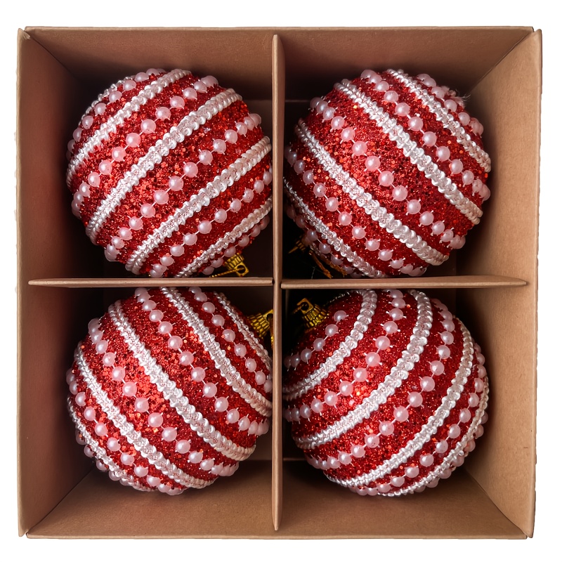 TEMU 4pcs Gift Box Christmas Ball Ornaments, Christmas Tree Balls, For Christmas Tree Wedding Party Holiday Decor