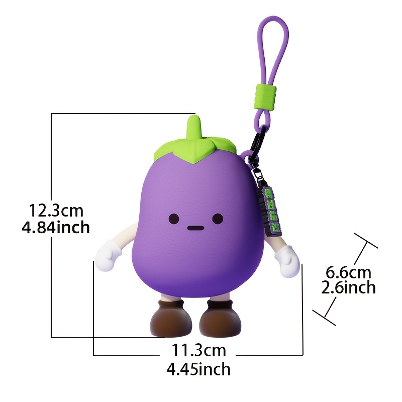 TEMU 3d Cartoon Silicone Eggplant-designed Coin Purse, Carrot-shaped Storage Bag, Portable Potato-shaped Inner Bag