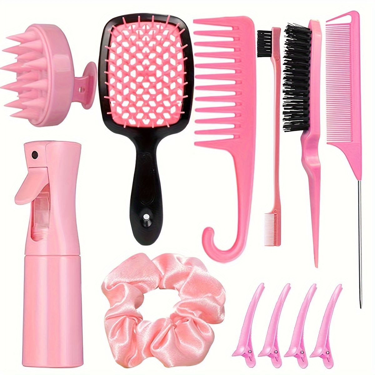 

12pcs Styling Comb Set - Detangling & Teasing Combs, & Brushes, Massager, - Types &