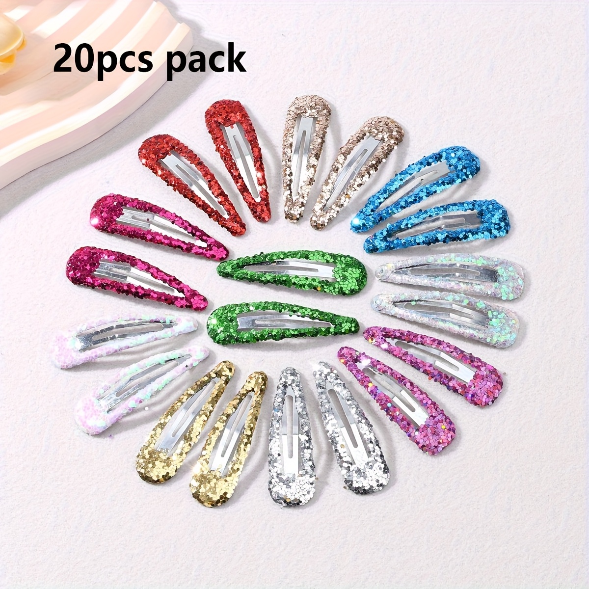 Image of 20pcs/60pcs Glitter Basic Hair Clips Barrettes, For Women Casual School Party Decors, Hair Styling Accessories Holiday Gifts Photo Props