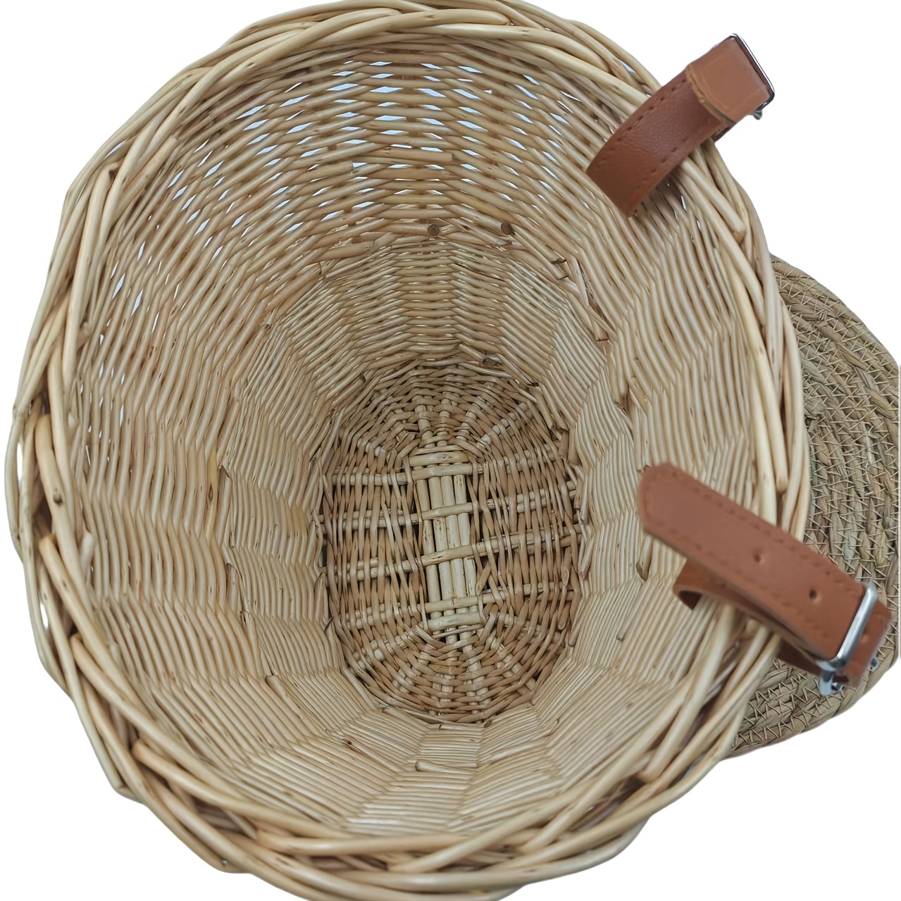 Bicycle Front Basket, Easy to Install with Adjustable Straps, Compatible with Cabinets, Boxes, Outdoor Storage Racks, Flower Baskets, Woven Pattern, Securely Fastened, Storage Solution, Commuting Essential, Storage Basket, Bohemian Nordic Style