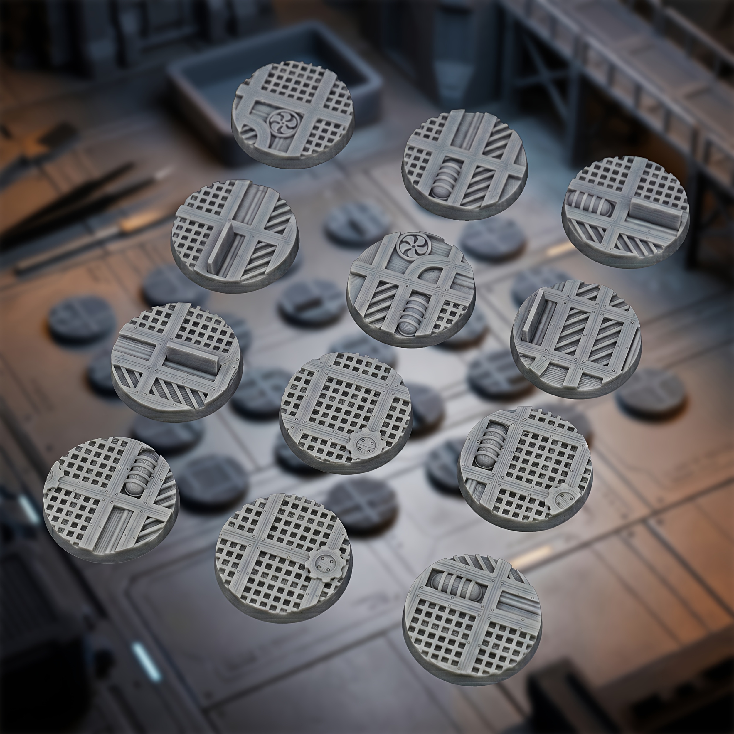 TEMU Bases miniatures industrielles de science-fiction de 25 mm, pour jeux de société