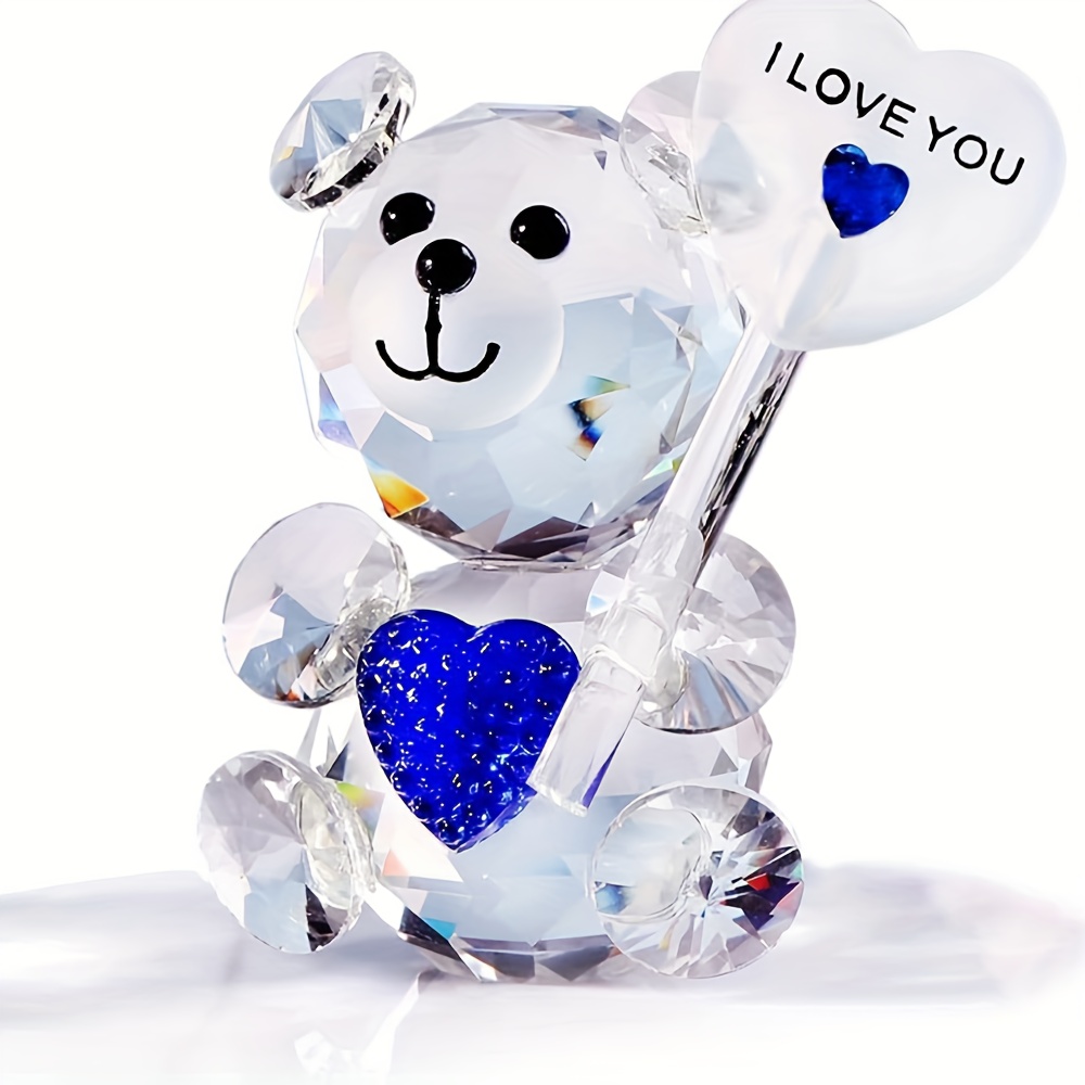 Image of Crystal Bear Cute Creative Craft Universal Ornament Gift For Lovers Family Exquisite Present For Halloween Thanksgiving Christmas Decorations Collectible Figurines