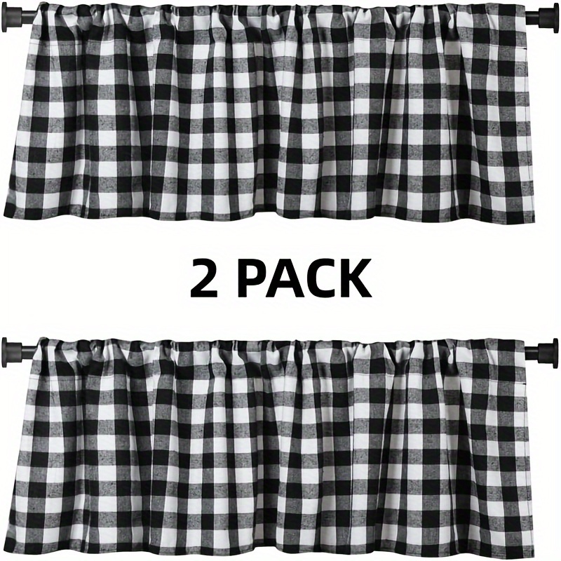 TEMU 2pcs Kitchen Blackout Curtains Simple Farmhouse Design Nordic Style Short Window Drapes, Living Room Office Home Decor Curtains Without Rods