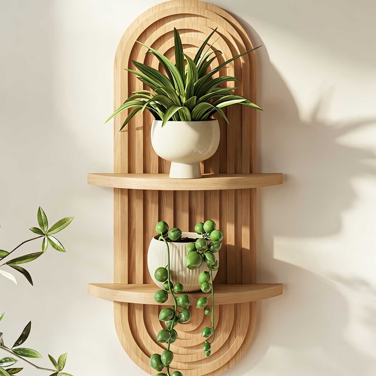 TEMU 1pc Floating Wall Shelf 2-tier Bohemian Arch Resin Storage Rack Fashionable Rainbow Bookshelf Design Premium Texture And Stylish Perfect For