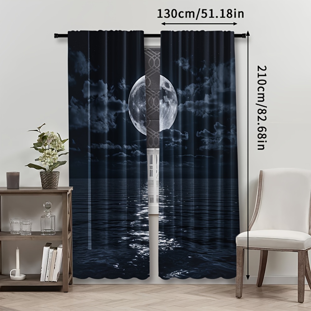 TEMU Ensemble de 2 rideaux avec un motif , tentures élégantes à passant de tringle adaptées aux chambres et aux salons, parfaites pour améliorer la