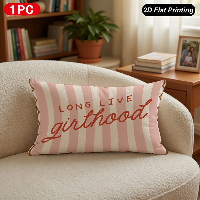 TEMU 2d Flat - 1pc 2d Flat Printing Lumbar Throw Pillow Cover Long Live Pillow Cover For Indoor Outdoor Farm Bedroom Living Room Sofa Car Interior