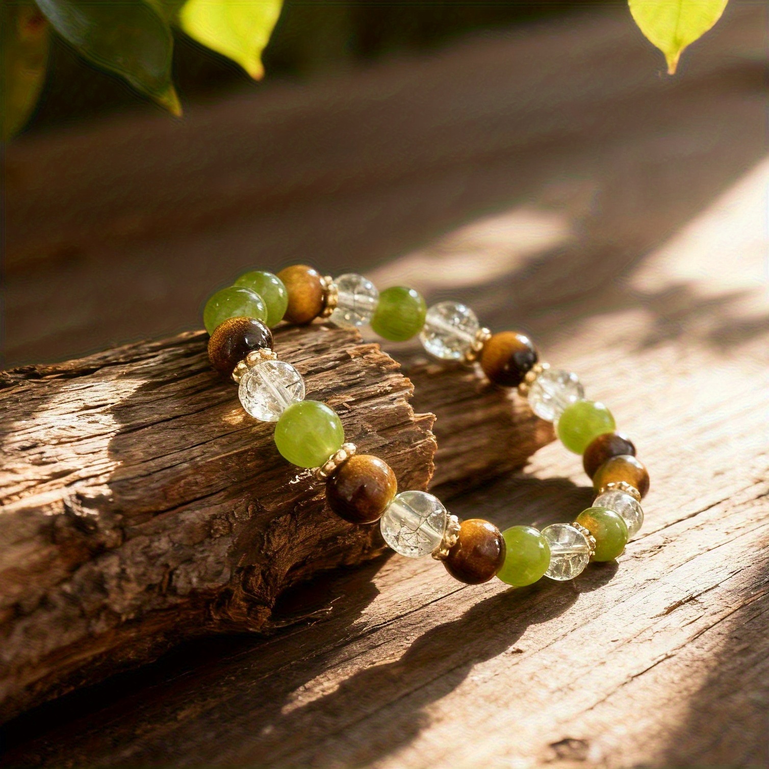 TEMU Natural Eye And Citrine Created-emerald Bead - Bohemian Style 8mm Stone Beads, Hot , For Symptoms, Wearable All Year Round