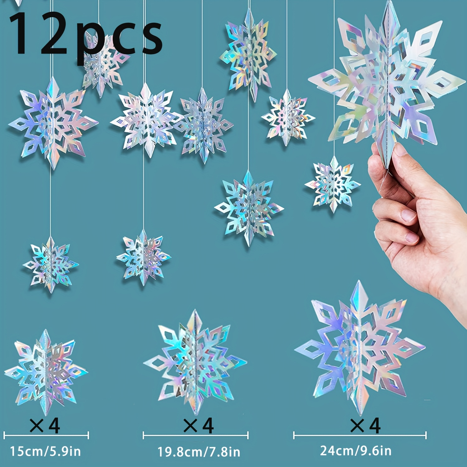 12pcs Rainbow Snowflake Paper Pendant, Ceiling And Ceiling Decoration, Suitable For And Themed Parties, Birthday Party Decorations