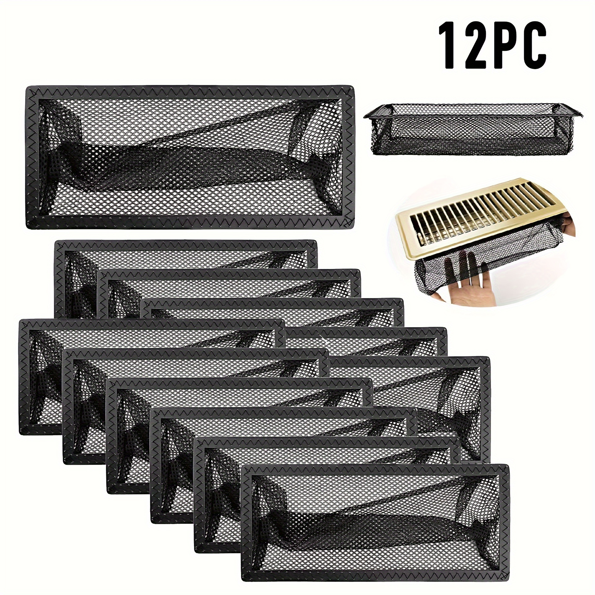 

12-pack Polyester Floor Vent Filters, Register And Grille Dust & Debris Mesh Covers, Prevent Small Object Fall-through, Universal Fit For 4x10 Inch Home Vents