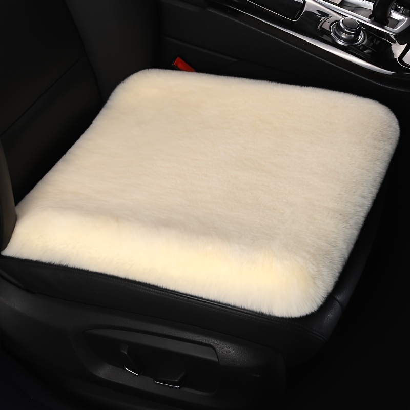 

Plush Rabbit Fur Car Seat Cushion - Comfort, Hand Washable, Removable Cover, Portable Square Seat Pad With Sponge Filler For Universal Car Models