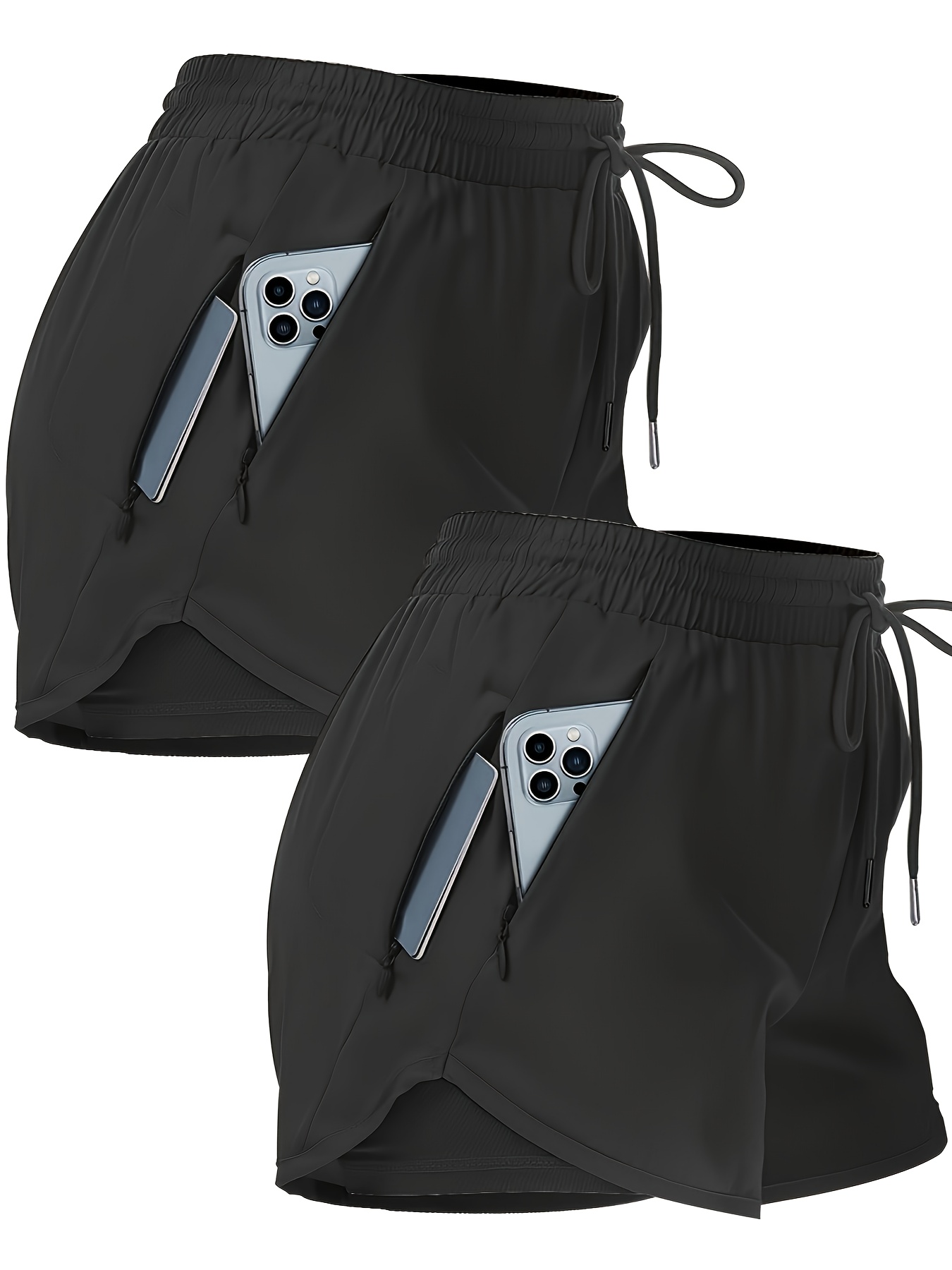 women's athletic running shorts zipper detail stretchy - Temu