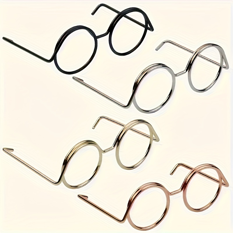 

Ensemble de 4 Lunettes Miniatures pour Poupées - Couleurs Assorties, Accessoires de Lunettes en Métal Pur pour Artistiques & Mini Figurines, pour la Décoration de Chambre