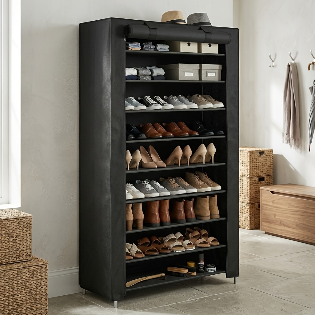 TEMU Armario para zapatos de 10 niveles, zapatero de gran capacidad para 40-50 , estantes ajustables, bolsillos , organizador de zapatos , para
