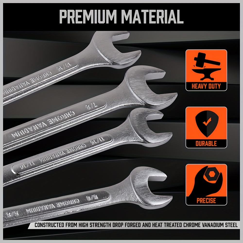 26pcs Metric & Imperial Combination Spanner Wrench Set with Roll-Up Pouch