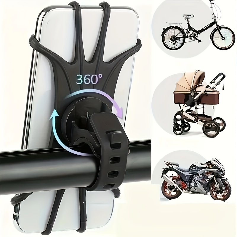 Upgraded 360-degree Rotating Universal Bicycle Mobile Phone Holder, Free , Motorcycle Mount, , High-pressure Adjustable Silicone Grip, Removable Design, Suitable For All Smartphones