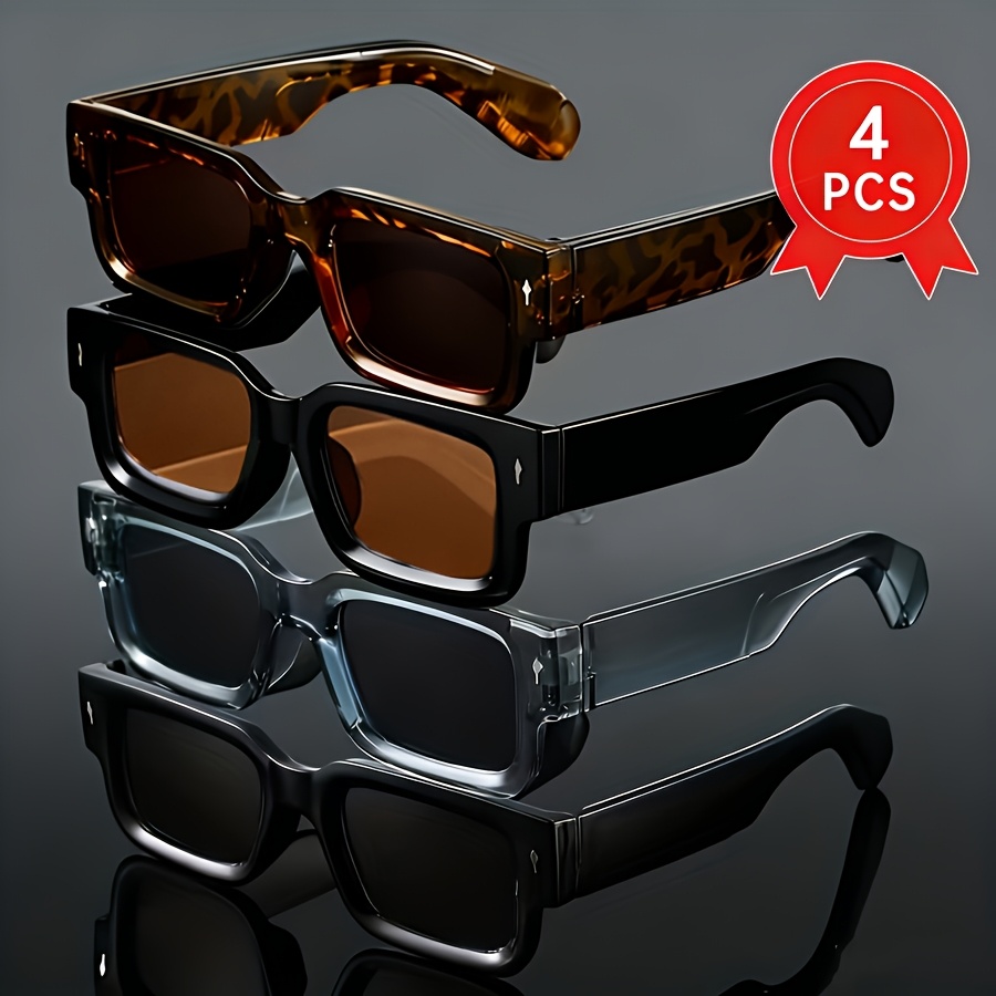 Image of 4pcs Set Of Full Mineral Designed Individual Trendy Fashion Sunglasses, Unisex, Suitable For Vacation, Beach Parties, Street Photography, And Ideal For Gifting