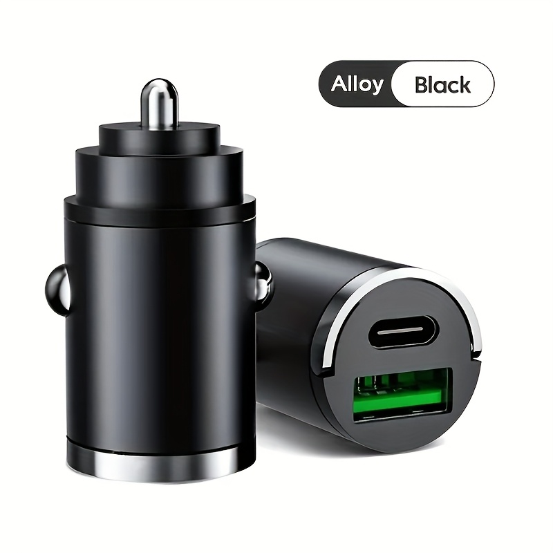 1pc universal dual port usb type c car charger with metal pull ring pd super fast charging   anti   suitable for all vehicles 12v 24v compatible without battery Product details 5
