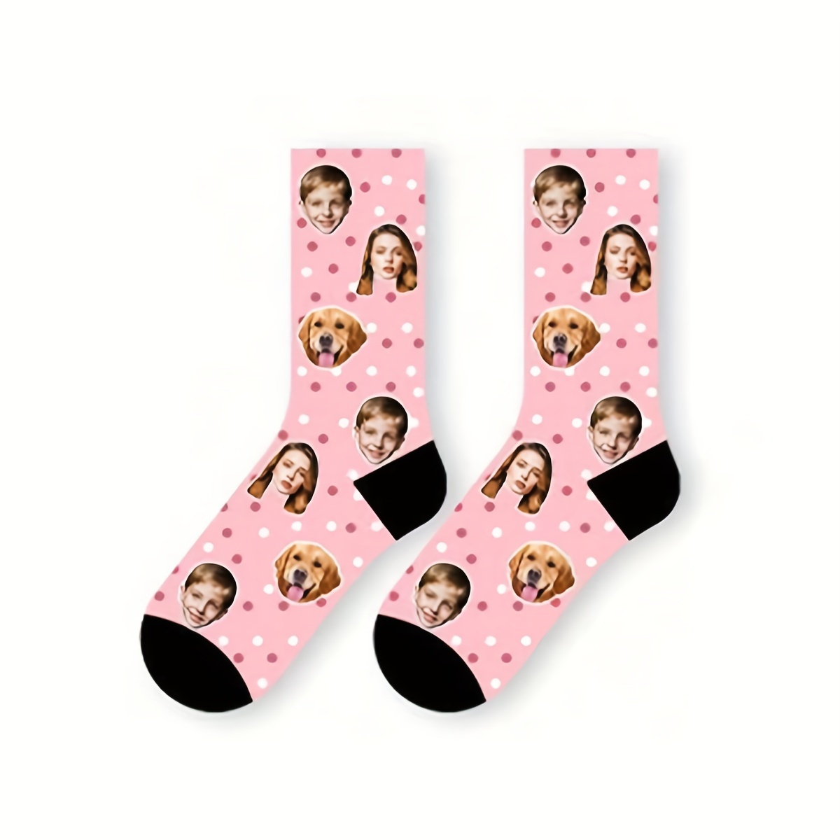 TEMU 1 Pair Personalized Custom Face Men's Mid-calf Socks, Photo-with--and-beautiful Couple Custom Socks, Fun Custom Picture Couple Mid-length Socks,
