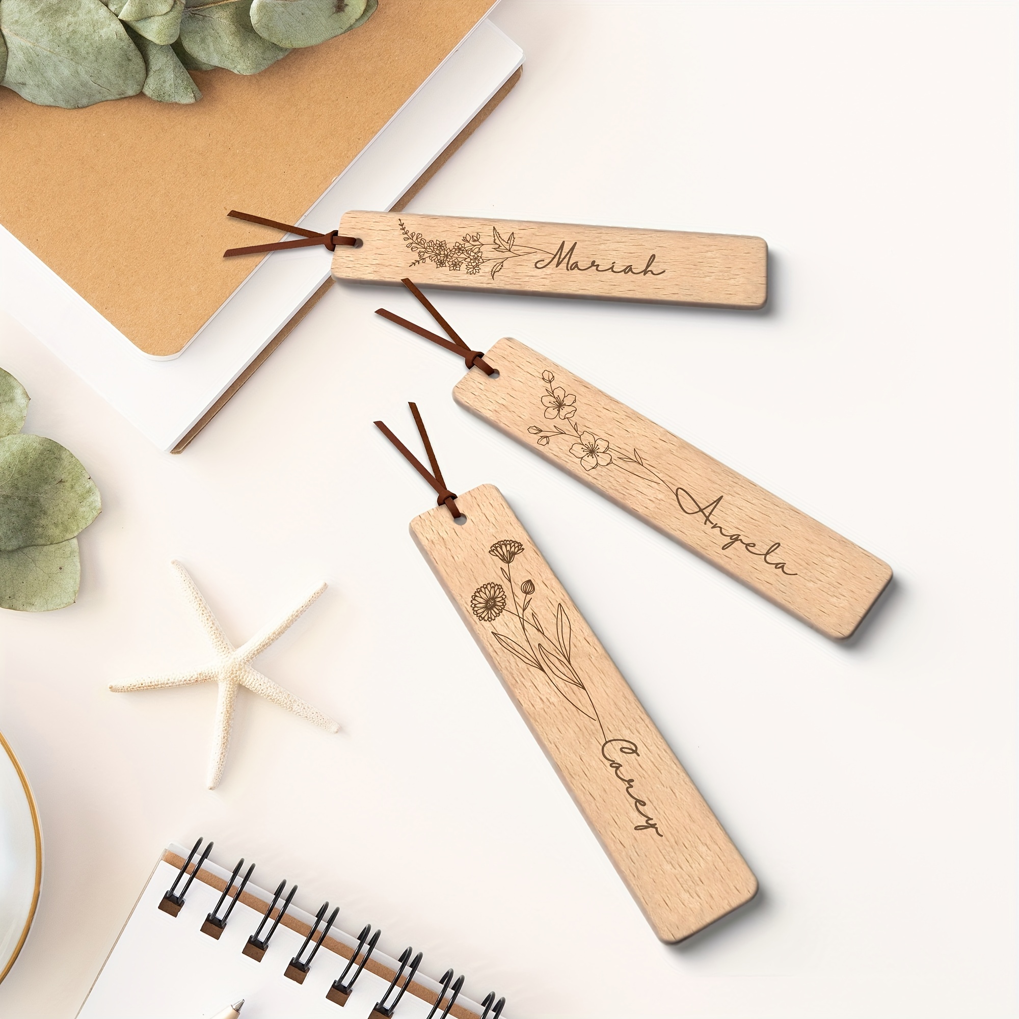 

Customized Personalized Wooden Bookmark - Custom Name Bookmark With Birth Month Flower, A Gift For Book Lovers, Wooden Bookmark