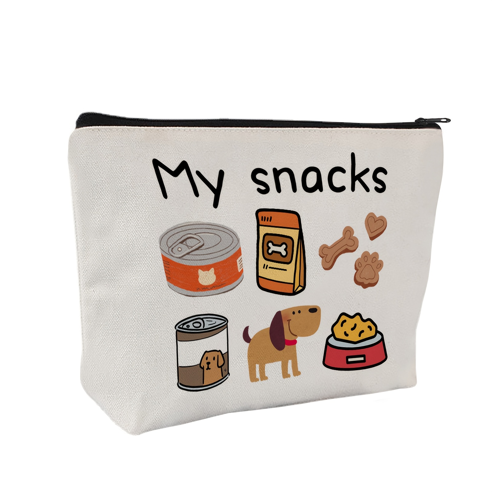 

1pc Unisex-adult Dog Snack Storage Bag, Cute Pattern, Lightweight Zippered Pouch For Travel, Unscented, Ideal For Pet Toys, Snacks, Collars - Perfect Gift For Dog Moms