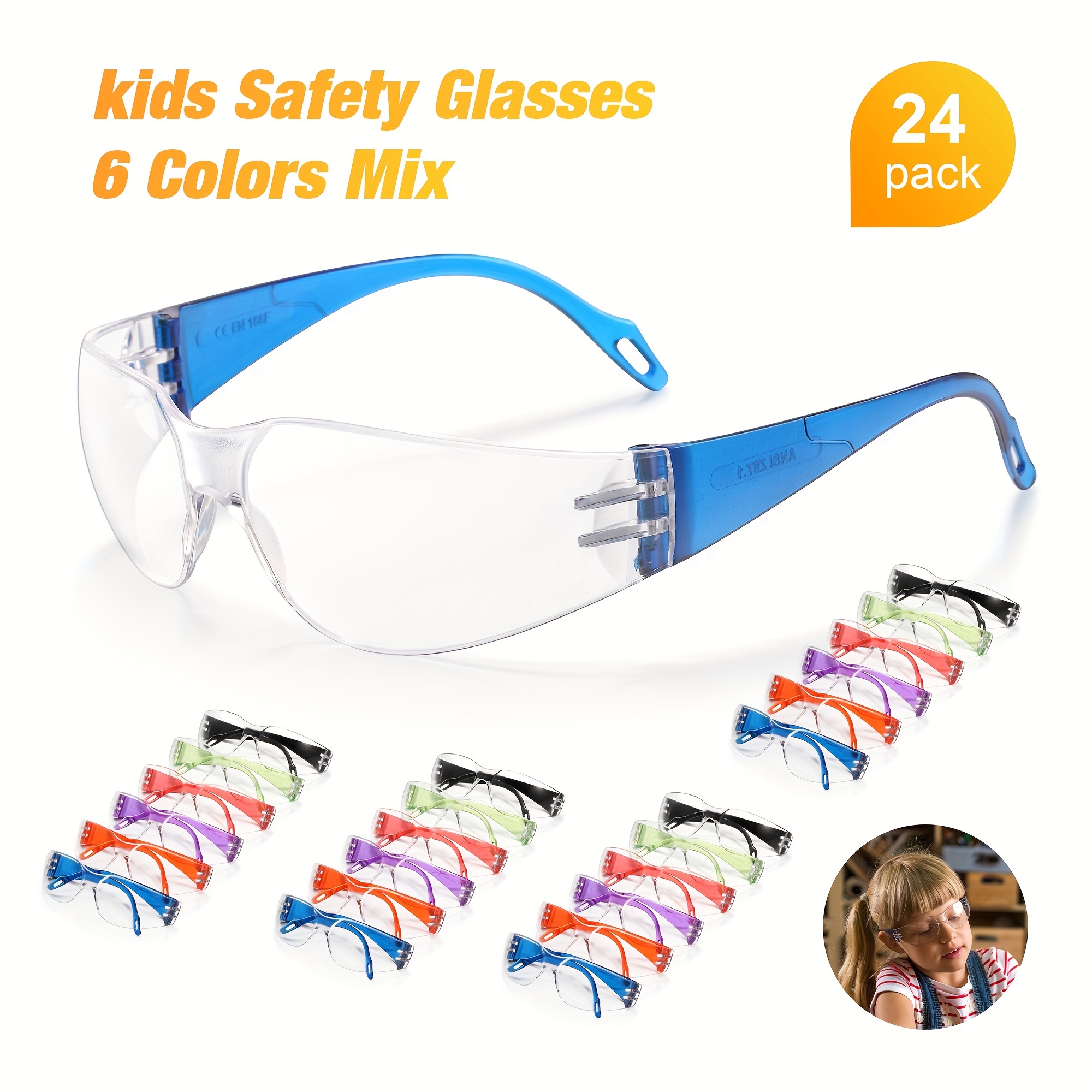 

Pack Of 6-color Kids Safety Glasses, Child Size Goggles, Uv Protection And Impact Resistance Protective Glasses, Suitable For Cycling, Training, Running, , , Beach Activities