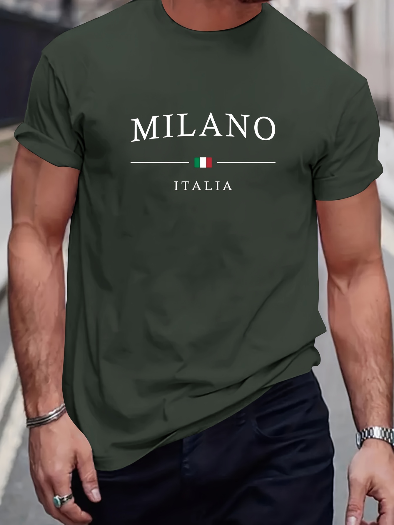 Men'S Milano Italy Graphic T-Shirt - Vibrant Orange Streetwear Tee with Italian Flag Design, Breathable & Comfortable for Casual Outdoor Activities, Everyday Tshirt | Vibrant Print Tee | Comfortable Fit