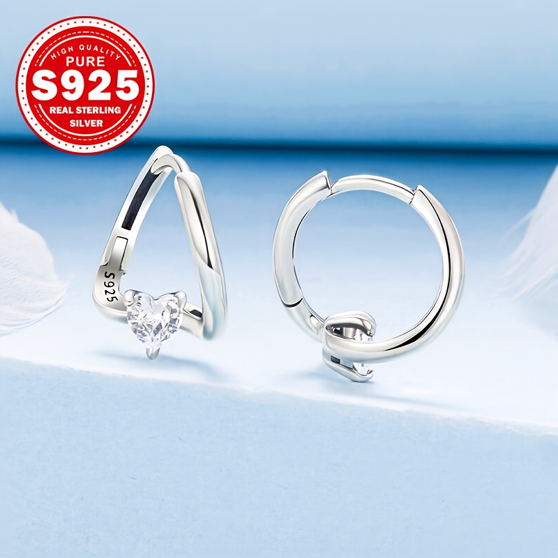 Women's S925 Silvery Asymmetric Heart Ear Cuffs