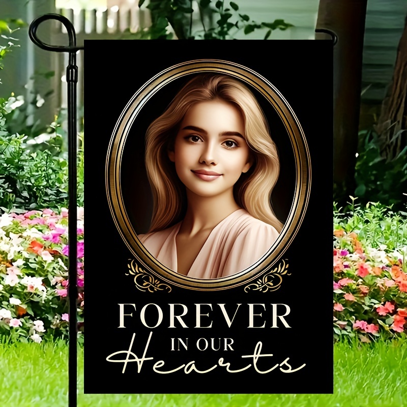 

Custom Memorial Garden Flag - Double-sided Polyester, Personalized Photo Design For Cemetery & Outdoor Decor, Perfect Funeral Gift, 12x18 Inch, No Pole Included