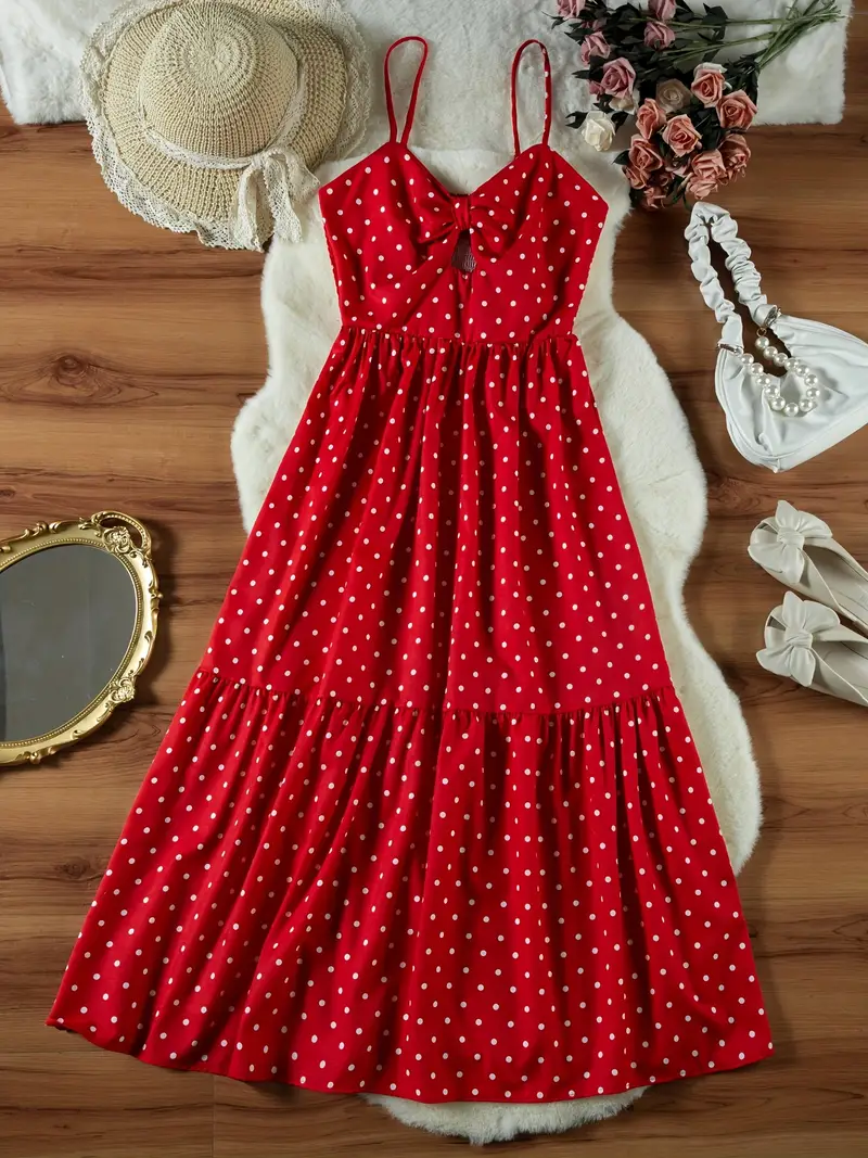elegant red polka dot dress adjustable thin straps - Temu United Arab Emirates elegant red polka dot dress adjustable thin straps - Temu United Arab Emirates