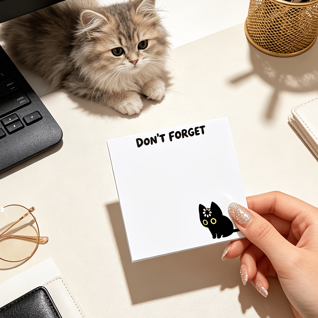 50 Sheets Funny "DON'T FORGET" Black Cat Loading Memo Pad, Sticky Notes