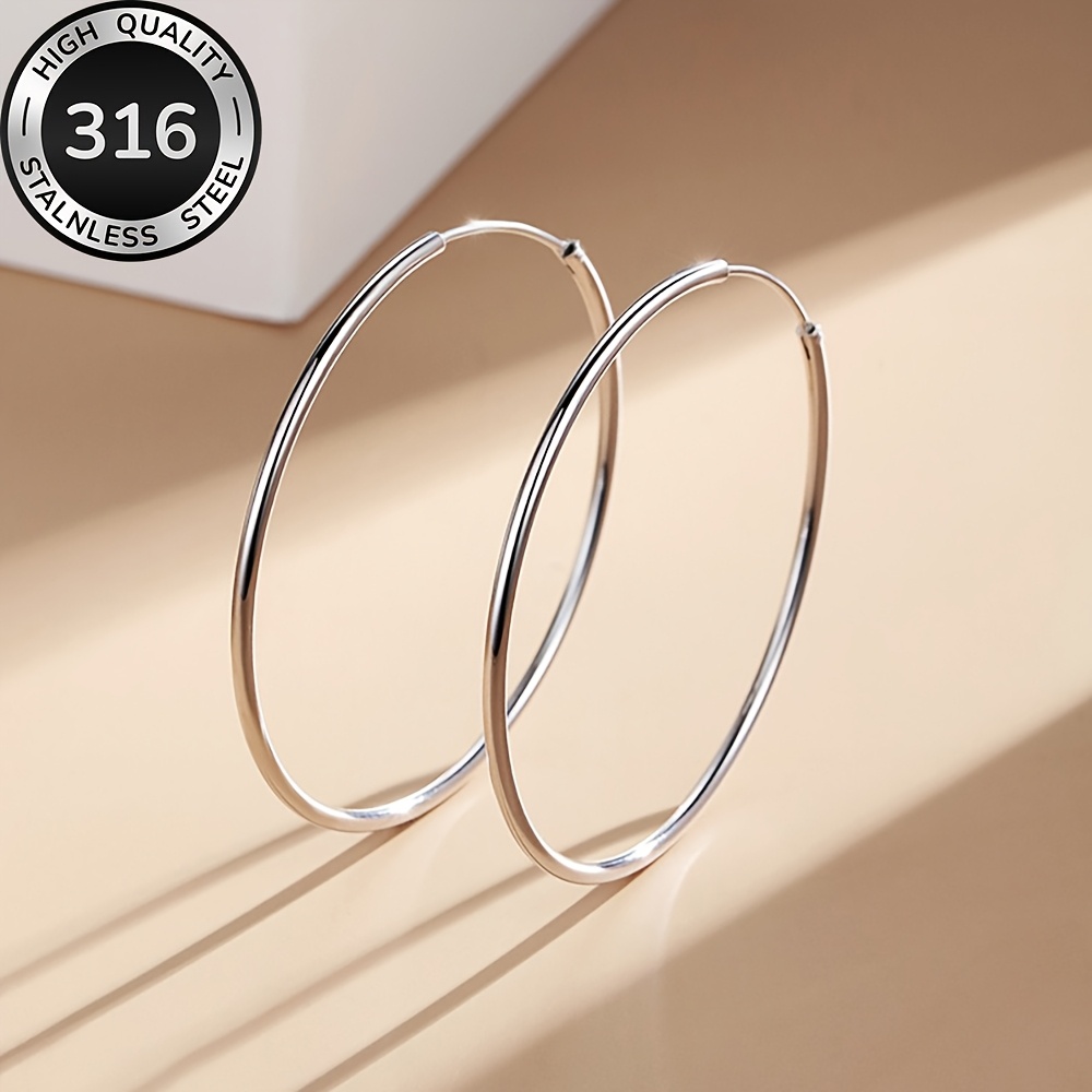 high quality   steel large hoop earrings comfortable and versatile simple and elegant suitable for daily wear or parties fashionable womens jewelry accessories a delicate gift for women Product details 1