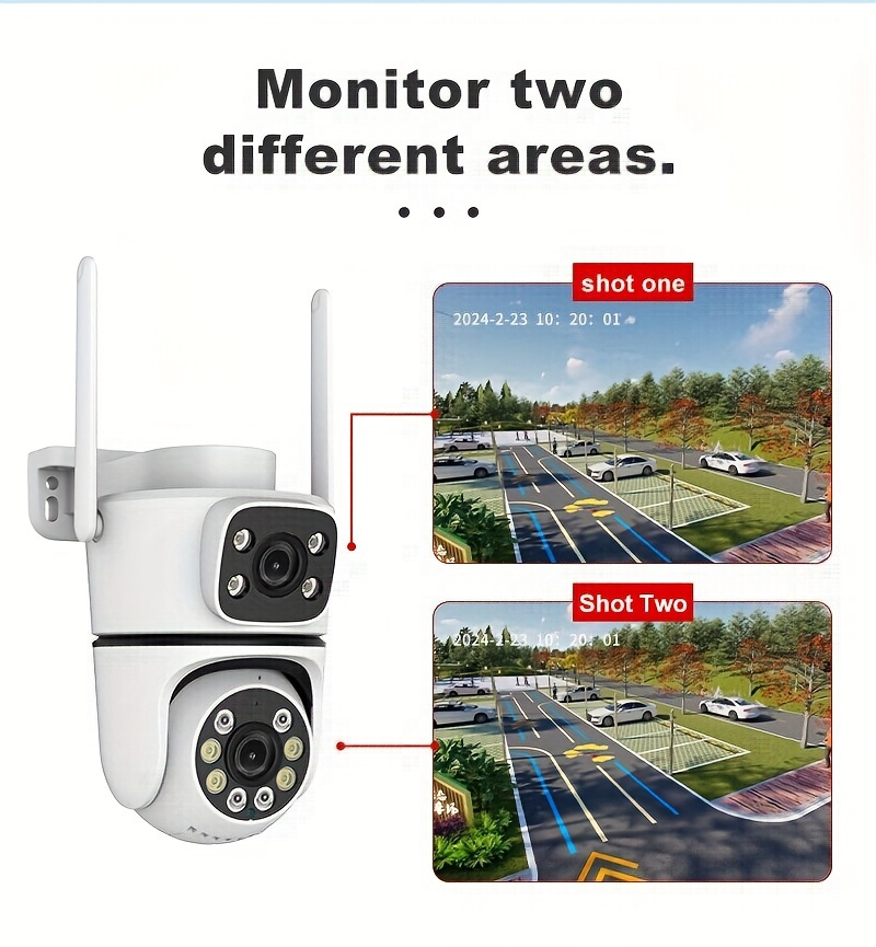 4pcs dual lens outdoor surveillance camera for   camera 2 4g wifi wireless camera video surveillance body tracking night vision function two way   alerts 355 rotation mobile phone   details 5