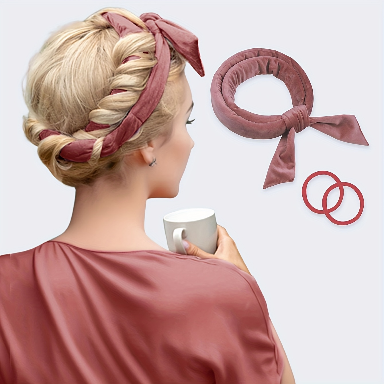 E-shop Kurzlocken für Damen ohne Hitze mit rosa Haarklemme - weiche Schlaflockenbänder für natürliche , sanftes DIY-Styling-Tool für lockiges Haar,