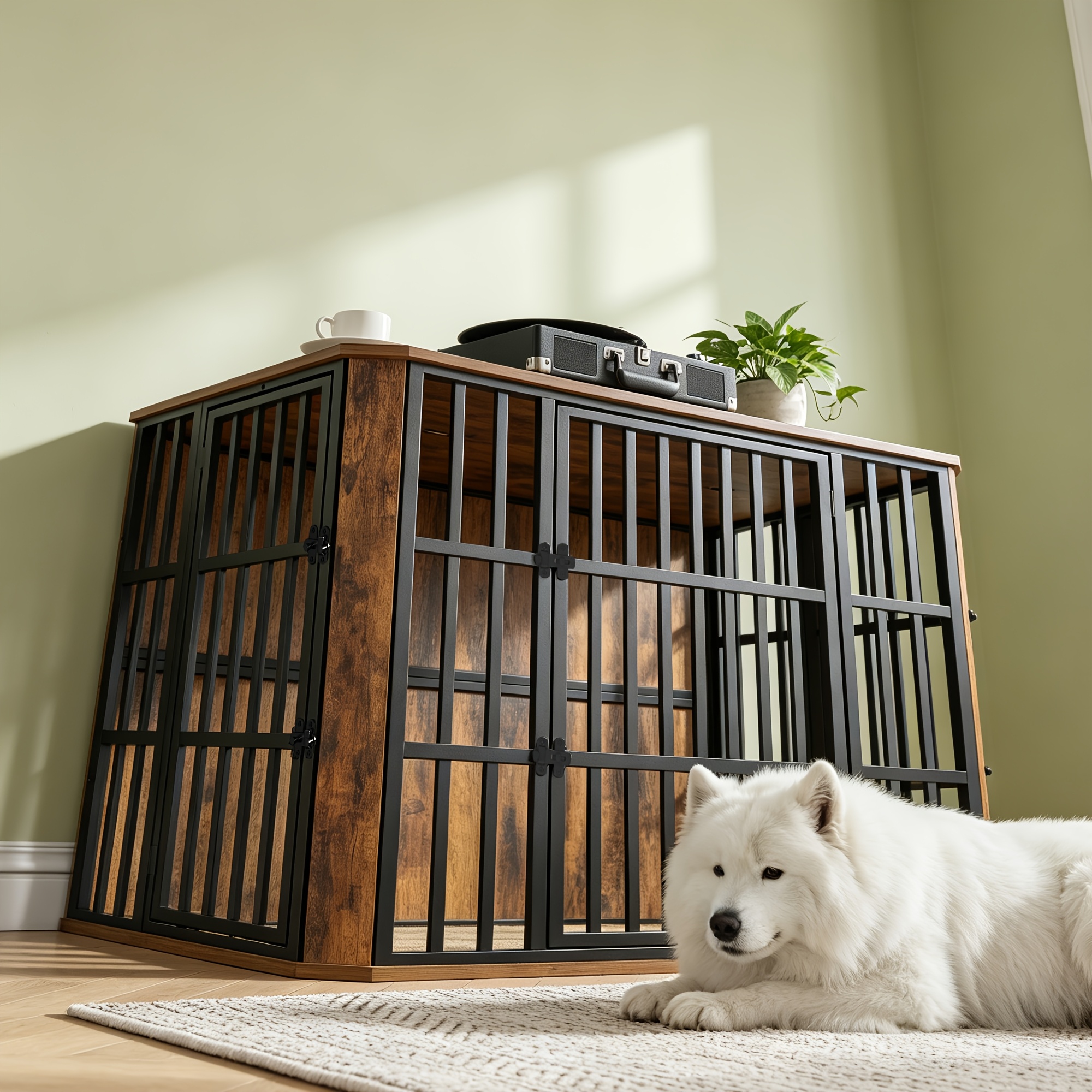 Image of 120cm Large Dog Cage, Multi-door Storage Design, Suitable For Medium To Large Dogs, Living Room Storage Pet Cage Furniture
