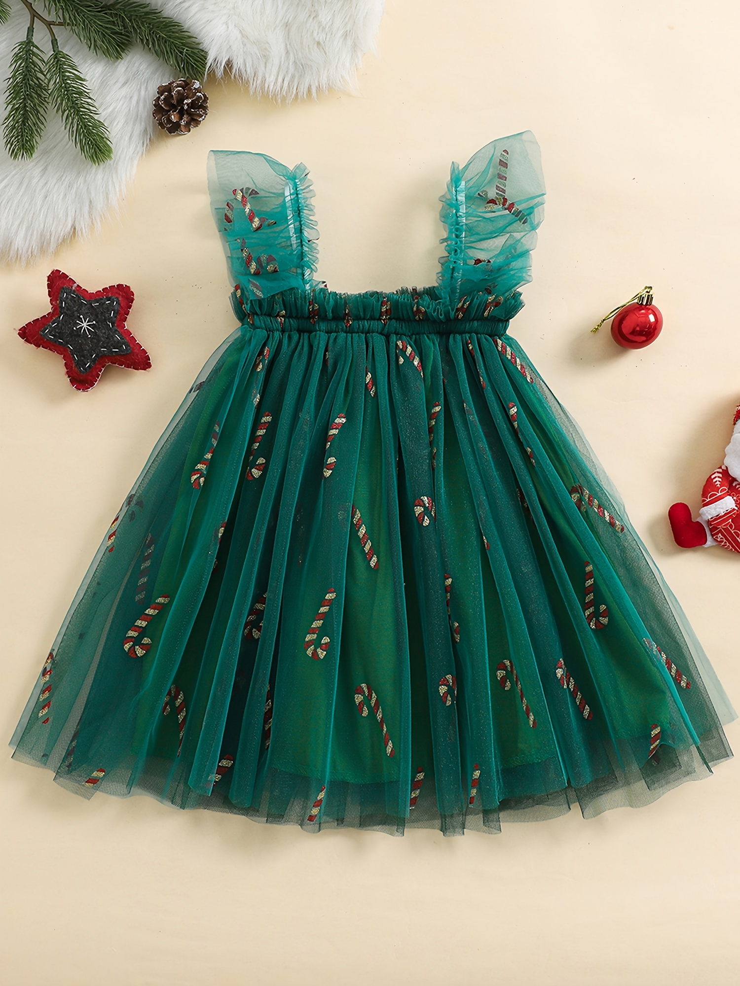 baby girl christmas tulle dress fashion sleeveless square - Temu