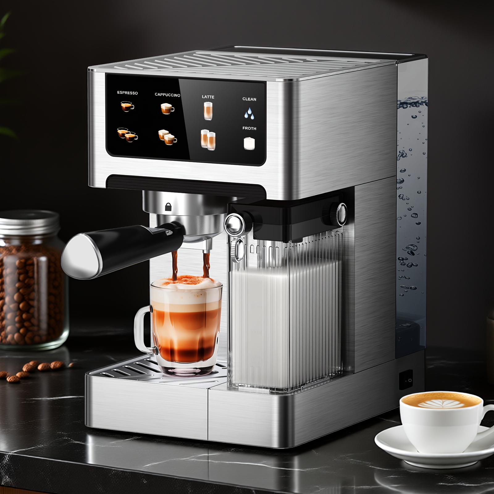 Espressomachine, 20 bar druk, 1,8 liter waterreservoir