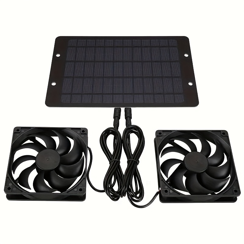 

2 Fans Solar Powered, Solar Vent Exhaust Fan High Speed Air Flow Outside Kit, For Chicken Coops, Greenhouses, Sheds, Pet Houses, Windows