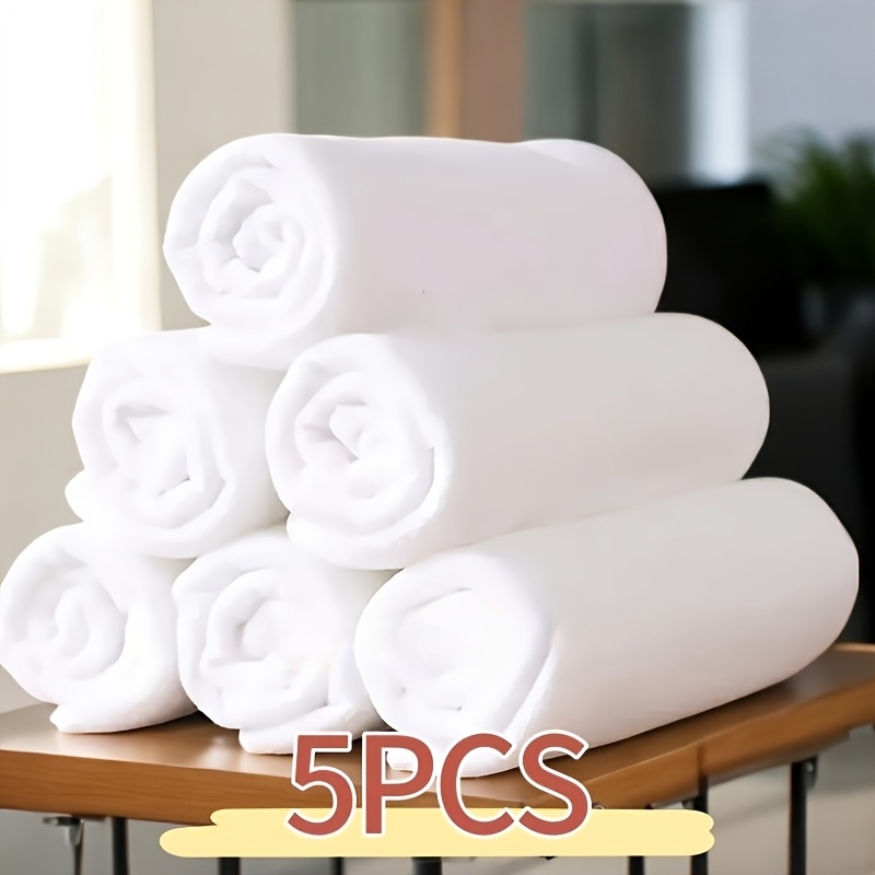 

5-pack Towels - 9.84 X19.69 Inches - Polyester , Quick-dry Textured Weave, , Multipurpose Use For Bathroom & Travel