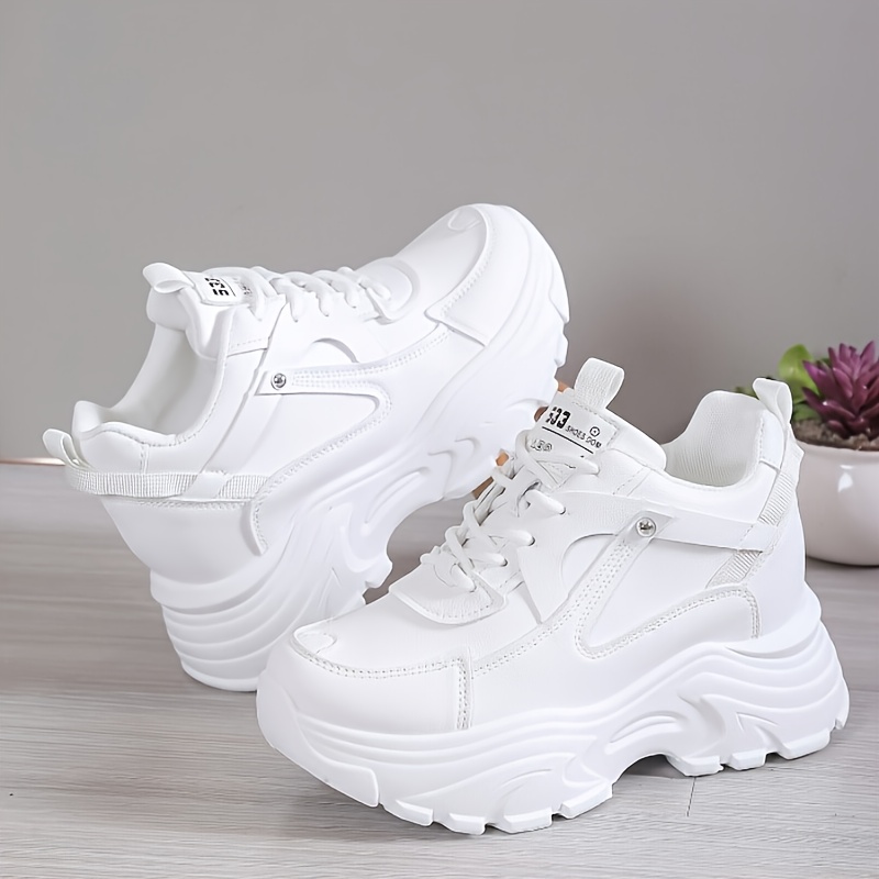 Women's Fashion All-White Platform Sneakers
