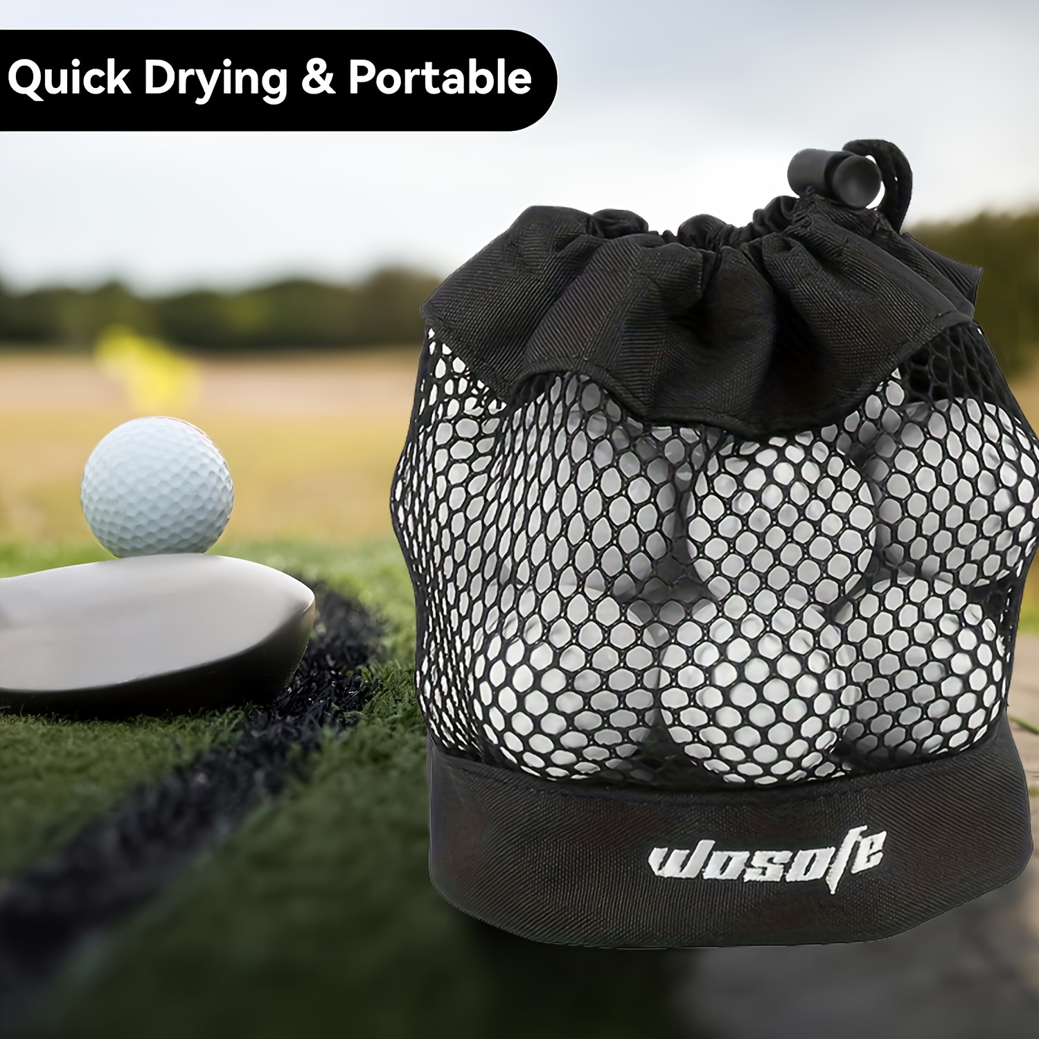 

1 Wosofe Golf Mesh Bag With Drawstring Closure - Nylon, Portable Ball And Tee Storage Pouch For Golf And Tennis, Quick-dry, In 3 Sizes (s/m/l) - Black