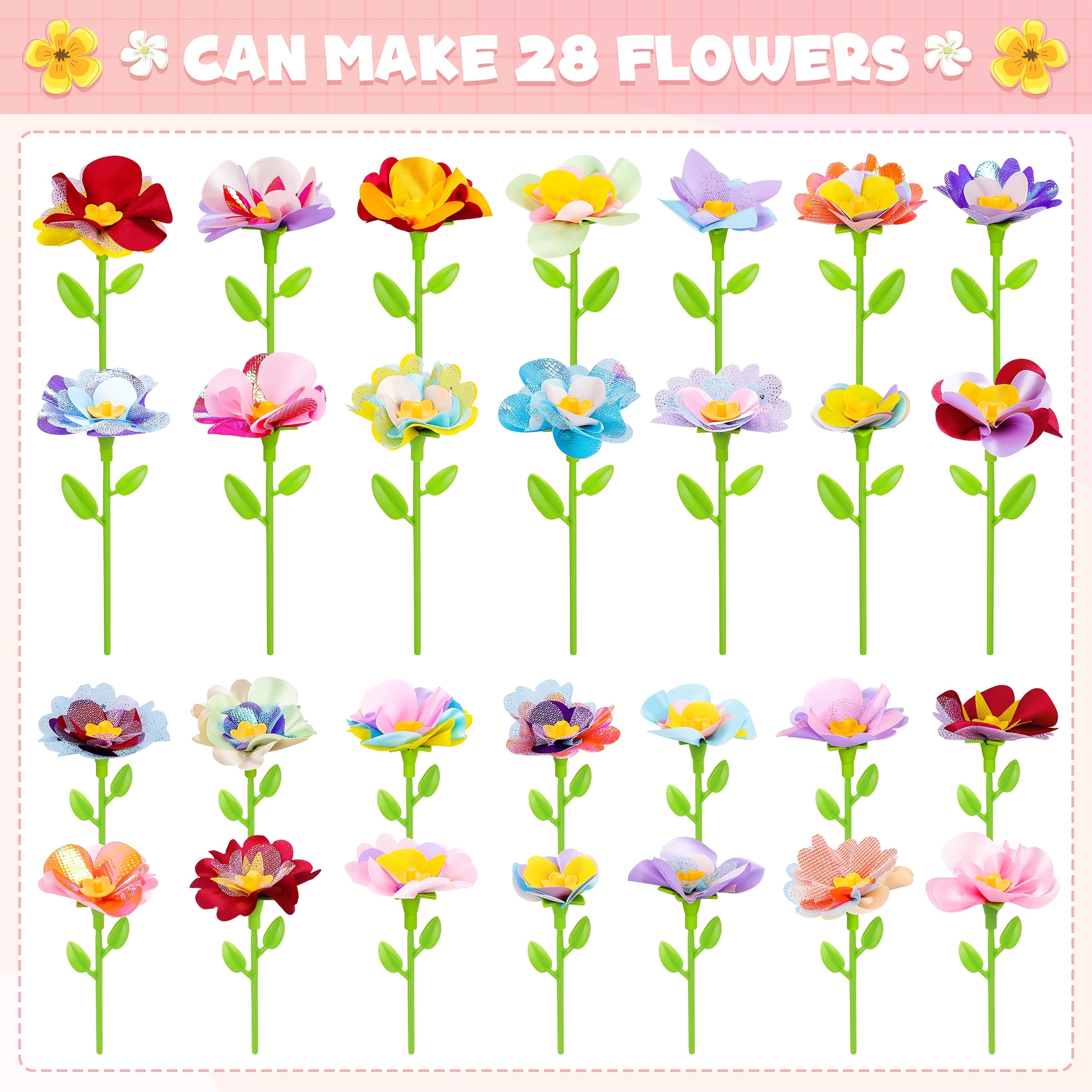 Fabric Flower Bouquets Toys, DIY Craft Kits Toys For Kids Girls - Flower Market Toy, Build Your Flower Bouquet, Arts & Crafts Toys For Kids Girls 4 To 8, Educational Activity Preschool B-Day Gifts