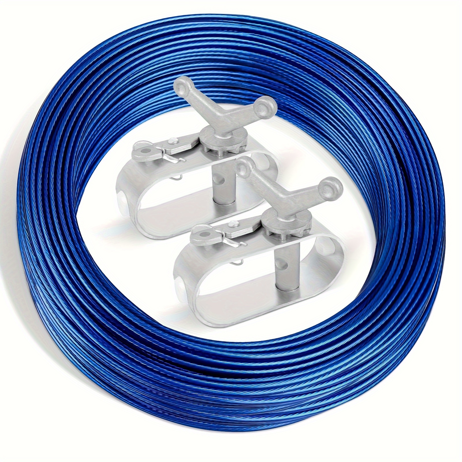 150ft Pool Cover Cable And 2 Ratchet , Plastic-coated Kit For Above Ground Swimming Pool Winter Covers, Aluminum Cable Tighteners For Round And Oval Pools