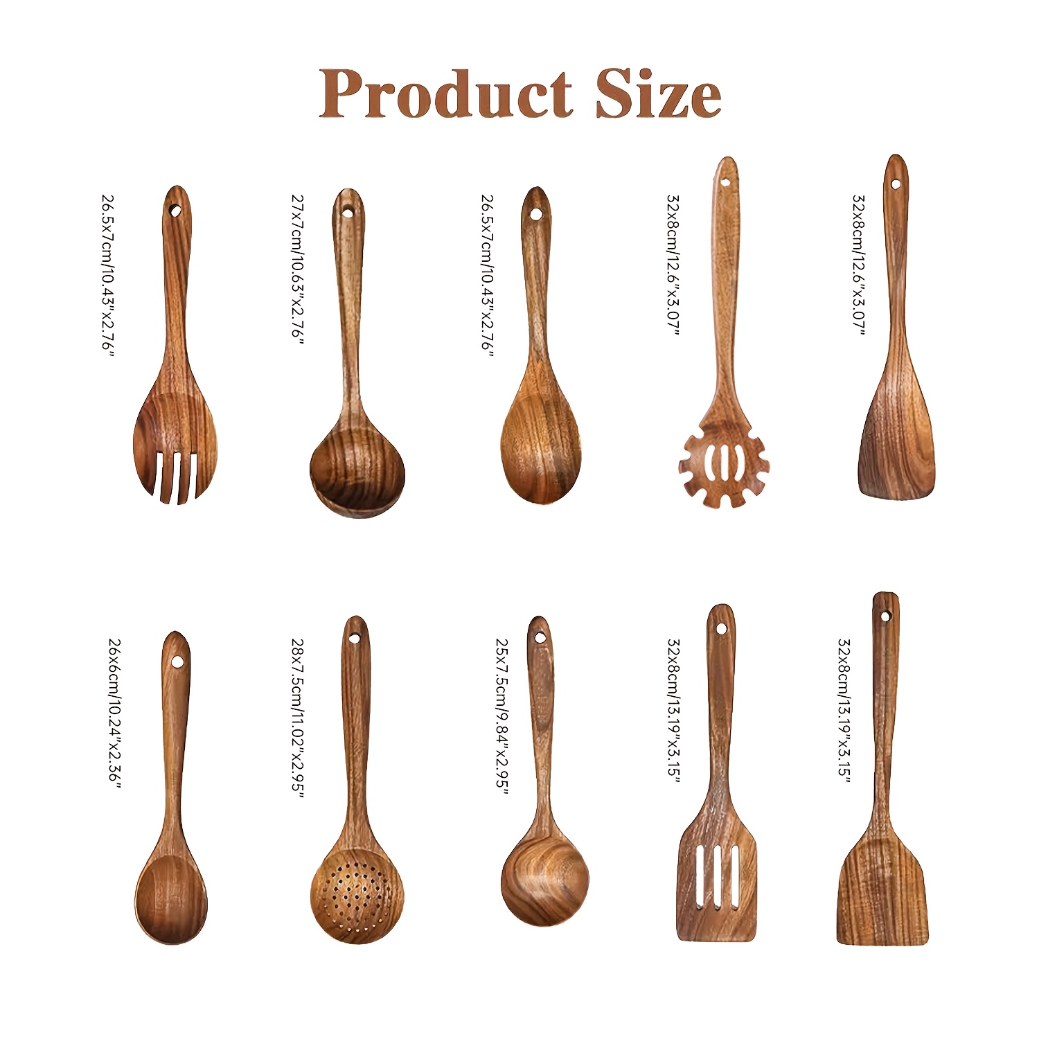 10/6/4pcs Natural Teak Cooking Utensil, Ergonomic Handles, Non-Porous Surface, Elegant Kitchen Gift - Durable and Easy to Clean, Natural Teak Grain, Suitable for Daily and Special Use, Kitchenware, Heat-Resistant Utensils.