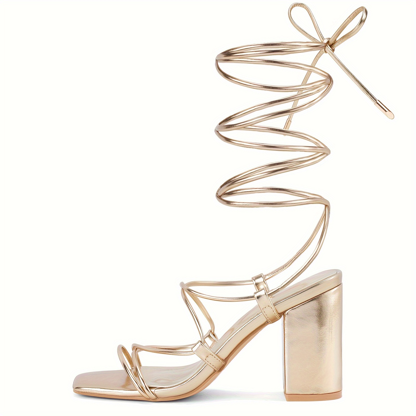 low block strappy heels