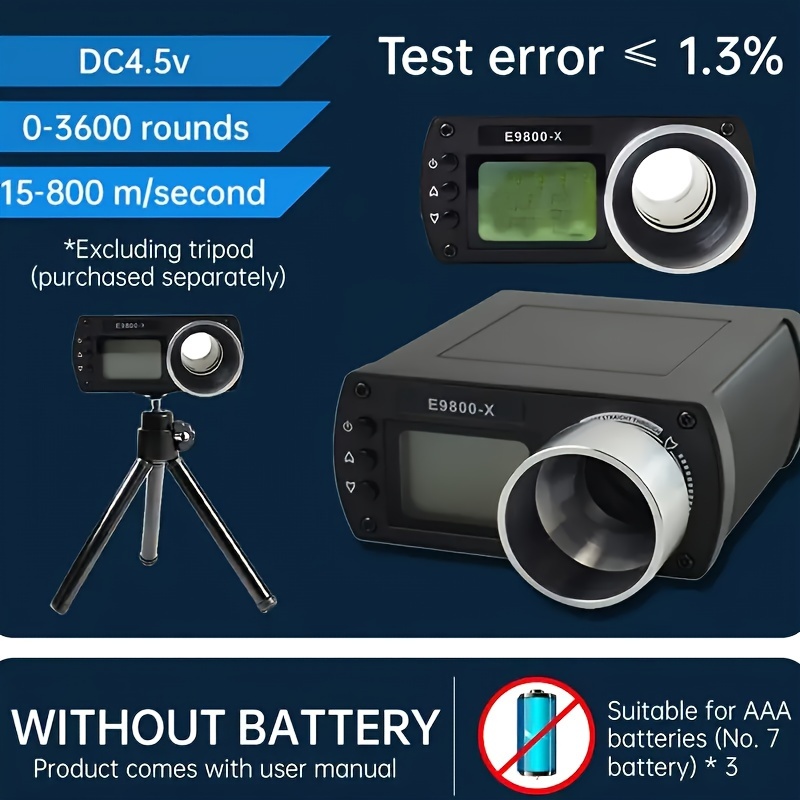 Cronografo Per Fucili Bordhap E9800-X – Tester Velocità Proiettili, Display LCD, Fino A 3600 B/m, 3 Batterie AAA