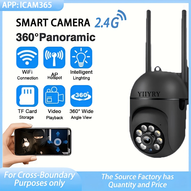 Yiiyry cameră de securitate smart hd 1080p cu pan/tilt/zoom, vizibilitate nocturnă color, urmărire mișcare, audio bidirecțional, cameră wi-fi pentru interior/exterior, potrivită pentru securitate acasă, compatibilă cu smartphone, cadou ideal pentru sărbători (controlată prin aplicație)
