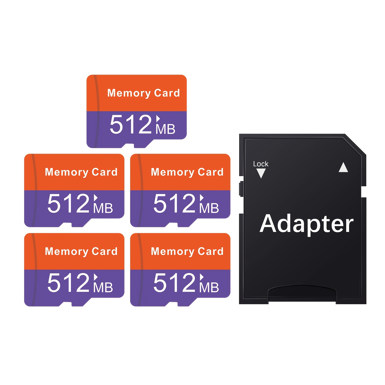 TEMU [5 Pack] Juanwe Tf Cards 128mb 256mb 512mb Flash Memory Cards Transfer For Tablets, Smartphones, Dash Cameras, Cameras Includes 1 Adapters